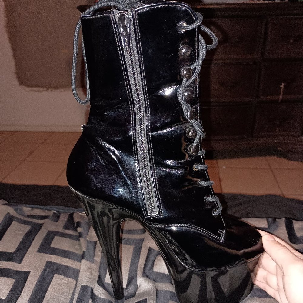 Black Pleaser Stiletto Boots Size 8